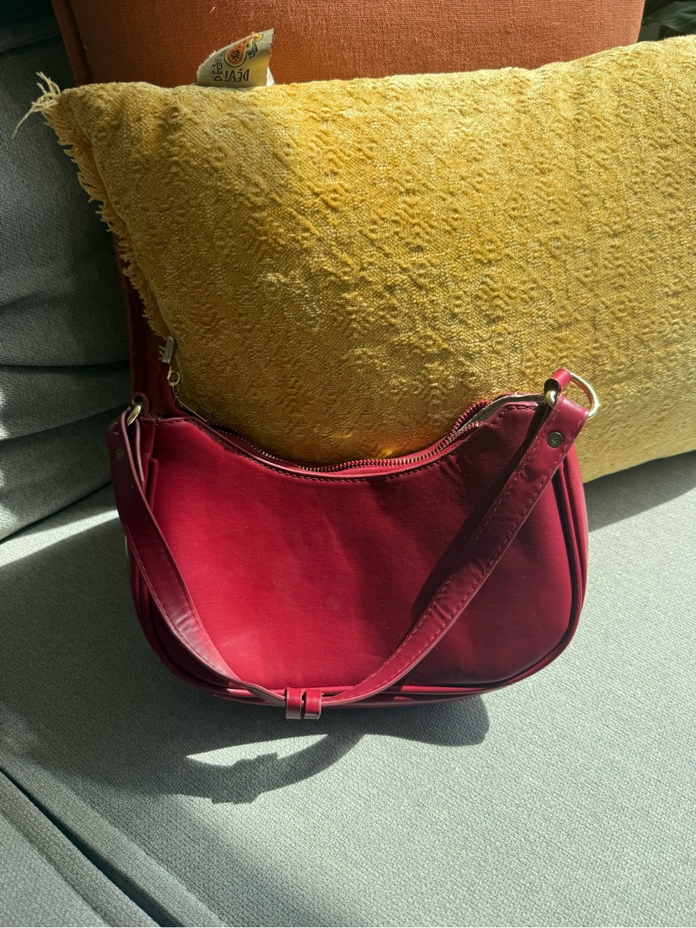 Faux Leather  Red Shoulder Bag - Women